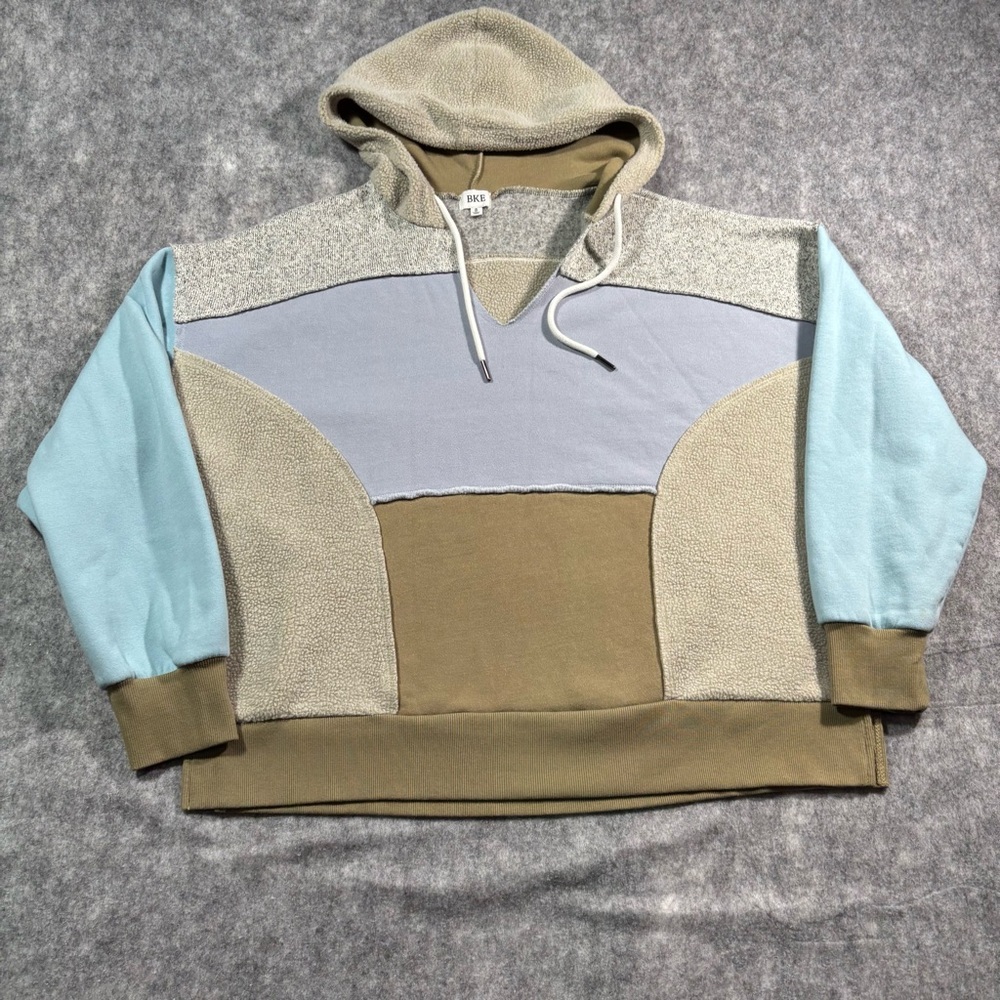 BKE Womens Multicolor Colorblock Long Sleeve Pullover‎ Hoodie Size S